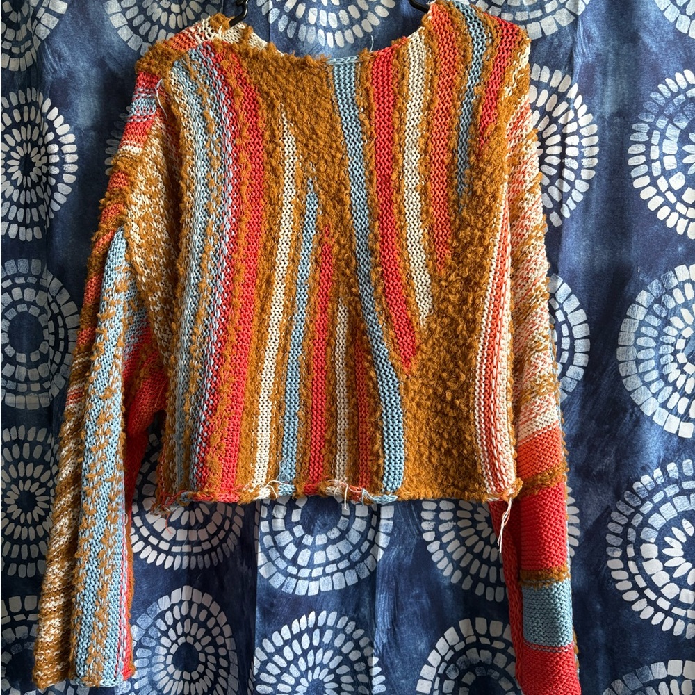 NWOT- Multicolor Striped Cropped Women's Sweater